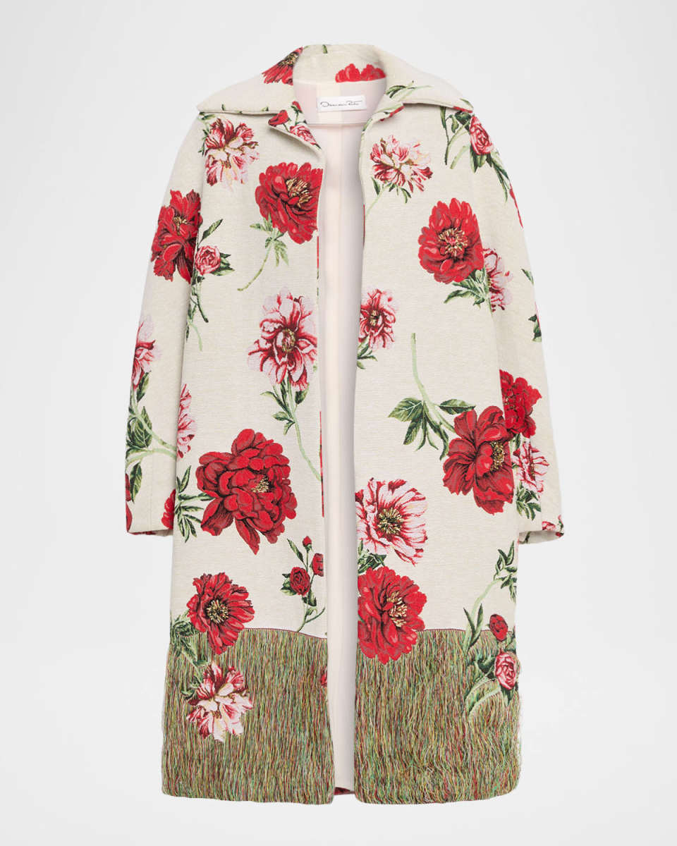 Oversized Peony Jacquard Coat